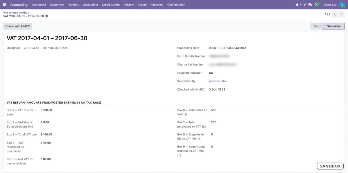 HMRC’s receipt, stored with the return. HMRC sandbox — test data.