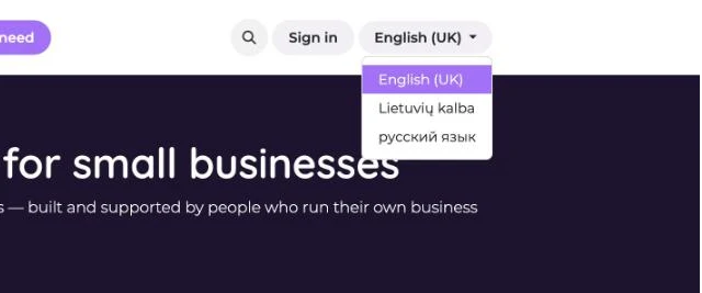Kalbų perjungiklis: anglų, lietuvių ir rusų